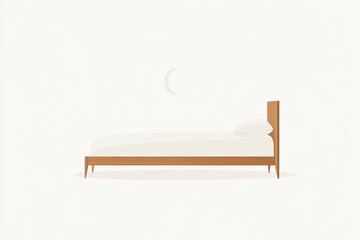 2d vector illustration of a bed isolated on a plain white background with a crescent moon --chaos 15 