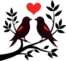 Birds in love Silhouette vector, valentine special vector 