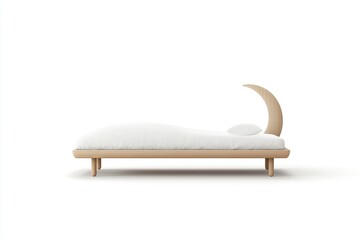 2d vector illustration of a bed isolated on a plain white background with a crescent moon --chaos 15