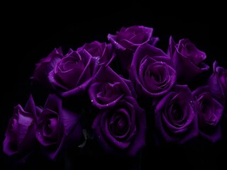 purple roses
 with black background