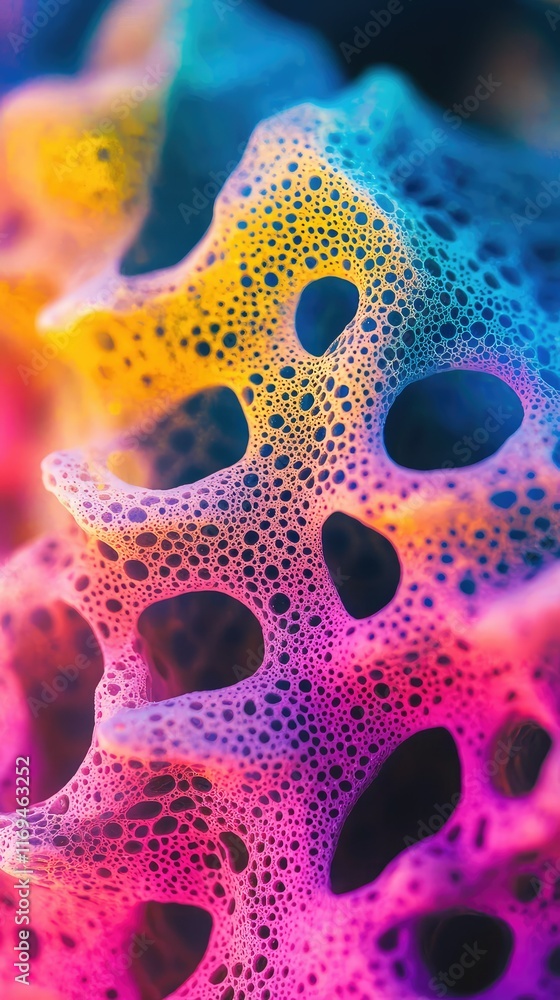 Poster colorful abstract foam texture with vibrant bubble patterns