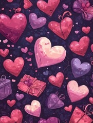 Bright and Cheerful Valentine's Day 2D Illustration Background &ndash; Pastel Hearts, Cupid's Arrows, Love Letters, and Sweet Symbols