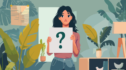 Professional Female Applicant Holding Paper Sheet with Question Mark