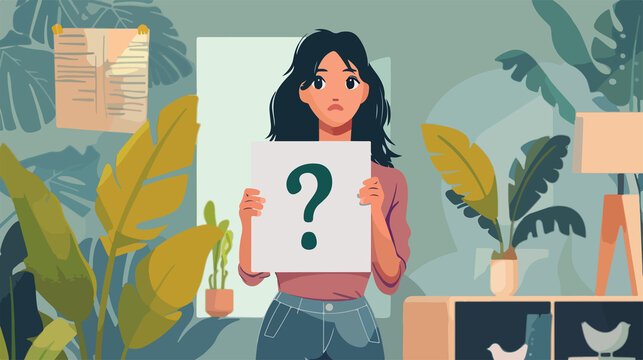 Professional Female Applicant Holding Paper Sheet with Question Mark
