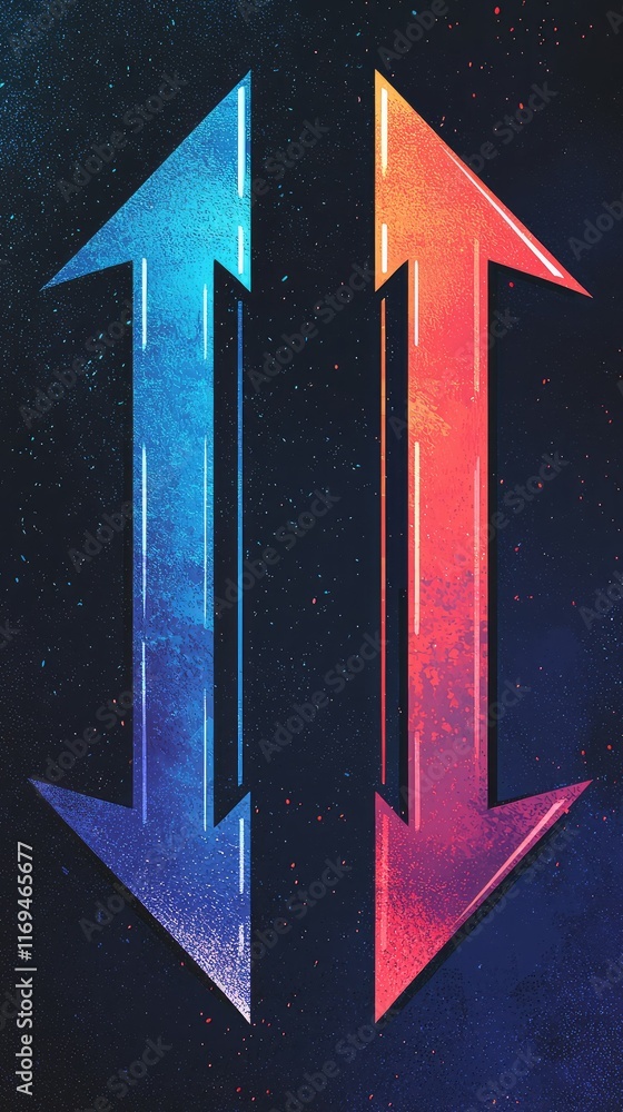 Poster colorful abstract arrows with gradient effects in space background