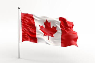 Canadian Flag on White Background &ndash; High-Quality Image of the Iconic Red Maple Leaf Flag, Perfect for Patriotic Themes, National Celebrations, Educational Projects, Graphic Design, and Cultural.