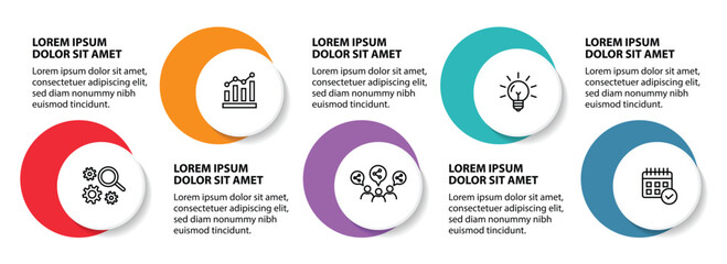 5 steps infographic template with 5 options. Flowchart that can be used for business report, data visualization and presentation. Timeline infographic elements vector illustration.