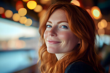 Obraz premium a beautiful young woman with red hair and freckles