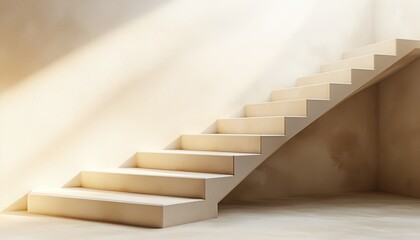 Floating steps in beige tones with gradient edges.
