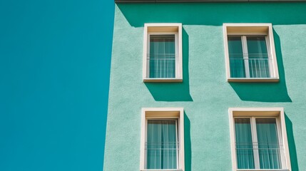 Fototapeta premium Bright Urban Building with Vibrant Colors and Contrast