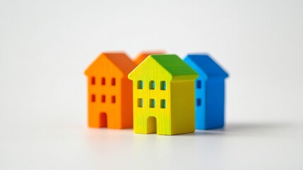 Colorful Wooden Houses with White Background