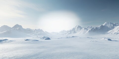 Obraz premium Winter landscape of snow covered mountains and vast plains