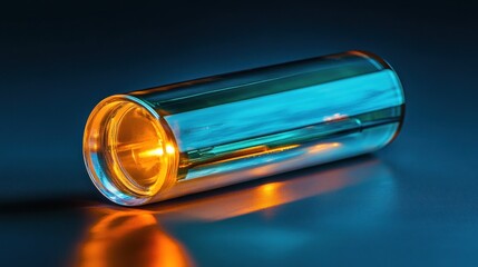 Illuminated Glass Cylinder: A Study in Light and Reflection