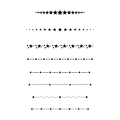 Star divider border frame horizontal line vector shape icon for decorative vintage doodle element for design in vector illustration