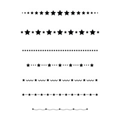 Obraz premium Star divider border frame horizontal line vector shape icon for decorative vintage doodle element for design in vector illustration