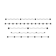 Star divider border frame horizontal line vector shape icon for decorative vintage doodle element for design in vector illustration