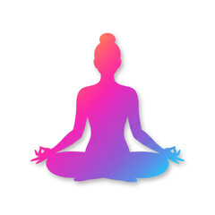 Gradient Yoga Silhouette in Lotus Pose on Transparent Background