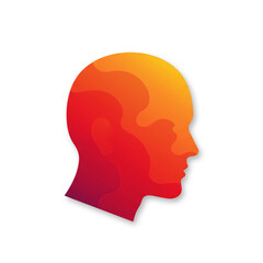Gradient Abstract Human Head Silhouette with Layered Design on Transparent Background
