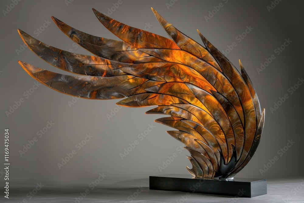 Aufkleber elegant metallic sculpture of stylized wings showcasing intricate details and vibrant colors display