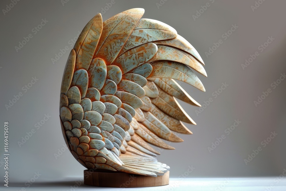 Aufkleber elegant metallic sculpture of stylized wings showcasing intricate details and vibrant colors display