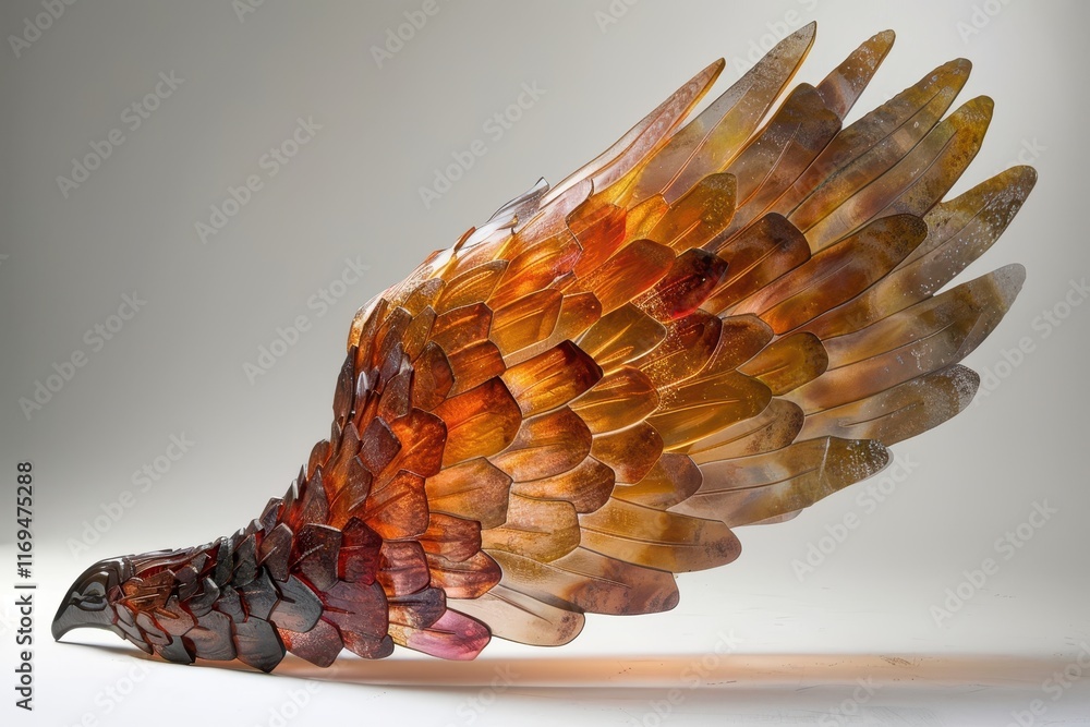Aufkleber elegant metallic sculpture of stylized wings showcasing intricate details and vibrant colors display