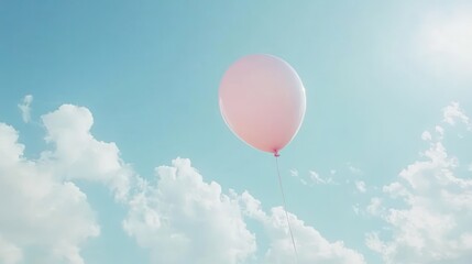 Obraz premium Pink Balloon Soaring High in a Serene Sky