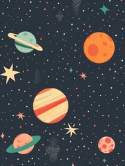 Celestial bodies in space colorful digital artwork cosmic environment