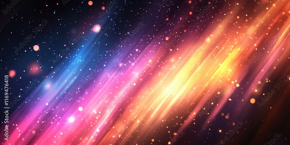 Aufkleber colorful abstract background with streaks of light and glowing particles in a cosmic setting