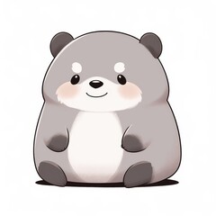 Fototapeta premium A cute cartoon bear character with a round body, smiling softly, featuring gray fur and a light belly, perfect for children's illustrations or playful designs.
