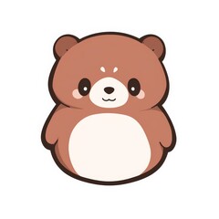 Obraz premium Cute cartoon bear character with a round body, small ears, and a smiling face, perfect for children's illustrations or playful designs.