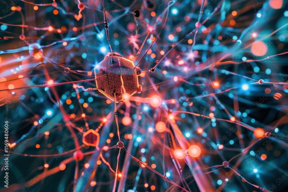 Aufkleber complex network of interconnected nodes showcasing intricate design and structure in a digitally ins