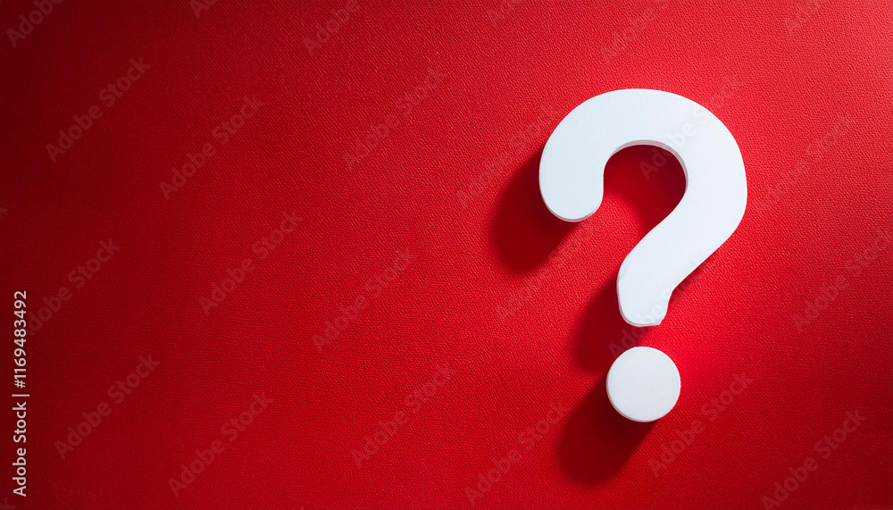 Poster white question mark symbol on red background. faq and qa. problem solution.