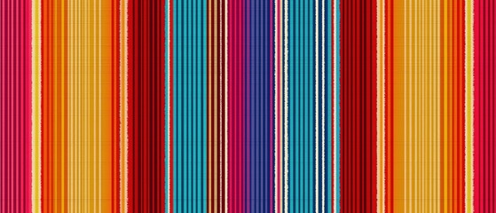 Obraz premium Blanket stripes seamless pattern. Background for Cinco de Mayo party decor or ethnic mexican fabric pattern with colorful stripes. Sarape design