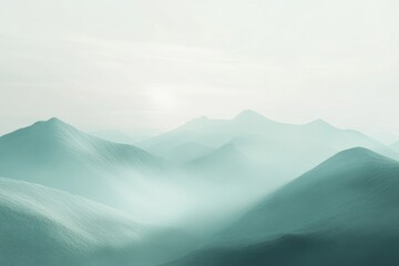 Fototapeta premium Misty Mountains Enveloped in Gentle Light