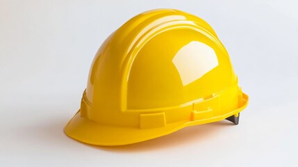 Yellow Hard Hat with White Background for Safety Management