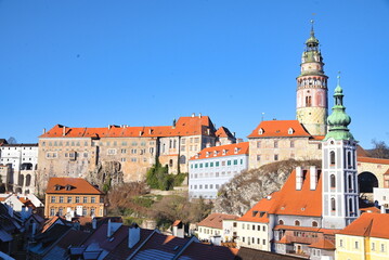 Obraz premium historisches Schloss Krumau und Schlossturm - Tschechien