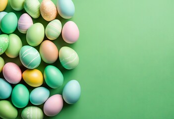 Green Background wit pastellic Easter Eggs