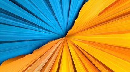 Fototapeta premium Dynamic abstract art featuring vibrant blue and orange hues creating a sense of movement and energy. The contrasting colors and radiating lines draw the viewer's eye into the image's depths.
