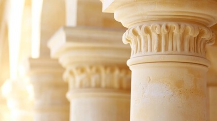 Elegant Carved Stone Columns with Soft Lighting