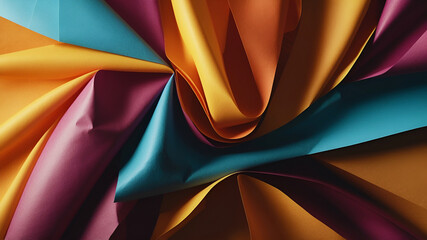 abstract creased papers background, vibrant colors sheets of paper with copy space for text