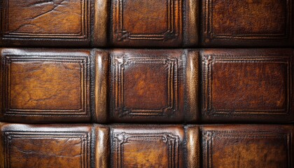 Rich Brown Leather Book Cover Texture Vintage Antique Aged Detailed Close up