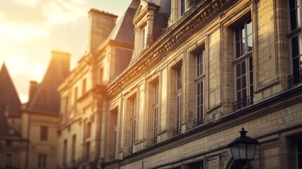 Obraz premium Grand Stone Facades with Intricate Details and Soft Light