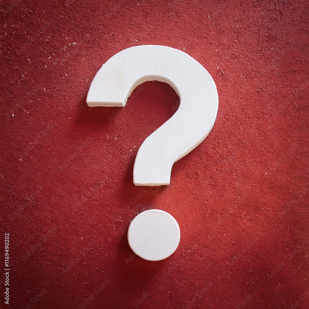 Poster white question mark symbol on red background. faq and qa. problem solution.
