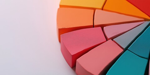  A pie chart recreated with 3D blocks of various heights forming a circular pattern