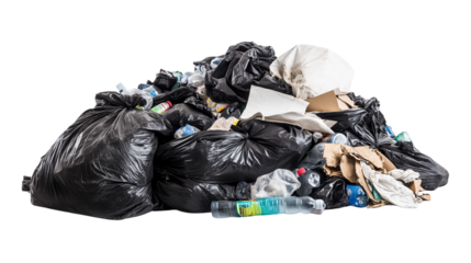 A Pile of trash or garbage isolated cutout in a PNG file with, on a Transparent Background