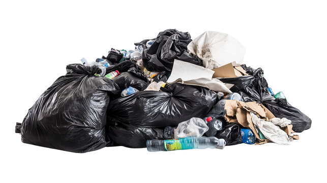 A Pile of trash or garbage isolated cutout in a PNG file with, on a Transparent Background