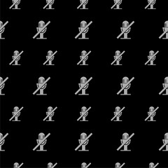 Mute microphone icon isolated seamless pattern on black background