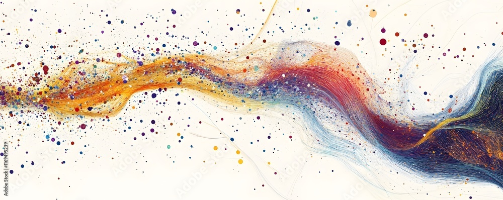Aufkleber an abstract art piece showcasing vibrant colors and dynamic lines, creating a feeling of movement an