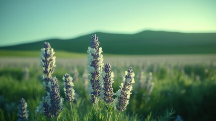 Serene Lavender Field at Sunset: A Breathtaking View of Nature's Beauty