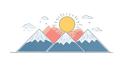 Sunny Day Over Snowy Mountain Peaks